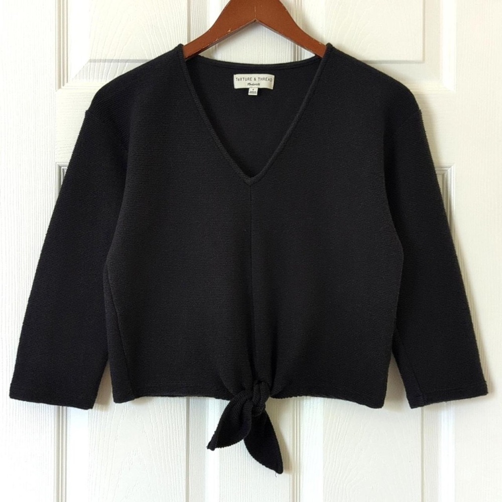 Women's MADEWELL Small Black Front Tie Shirt